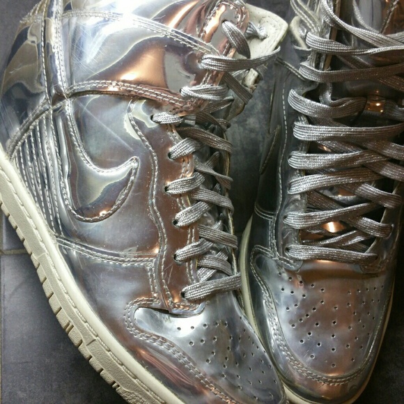 Nike Sky Hi Dunk Wedges Sz 7 Liquid Silver - Picture 3 of 8